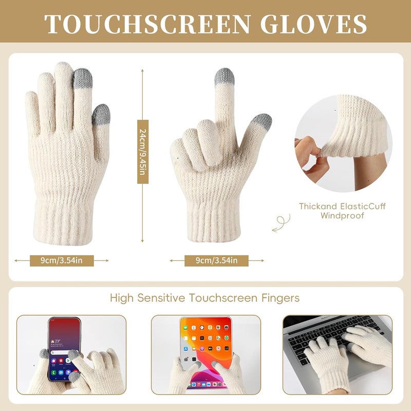 Sofvoyami Store Winter Hat Scarf Gloves Set, Soft Warm Knit Beanie Hat Touchscreen Gloves Long Knitted Scarf Set Winter Gifts for Men women - Image 4